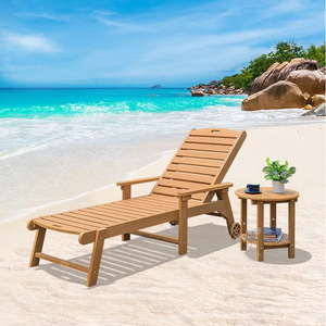 Chaise longue moderne en bois plastique imperméable à l'eau Patio Pool Sun Lounger pour Resort Balcon et Beach Relaxation - Product Image 1