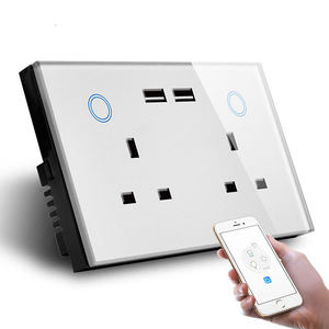 SMARSECUR สมาร์ทคอมแพทเทเบิล รองรับ Alexa และ Google Home แผงกระจกสัมผัส ช่องเสียบ USB คู่ ปลั๊กไฟแบบ UK พร้อมตัวตรวจสอบพลังงาน - Product Image 3
