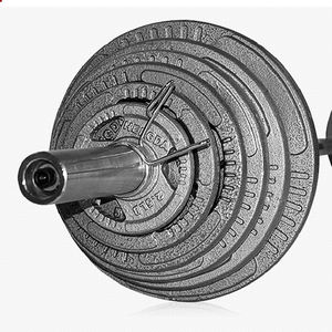 ชุดแผ่นน้ำหนักเหล็กหล่อสีดำขนาด 50 มม. พร้อมบาร์เบลแบบ Tri Grip สำหรับยกน้ำหนักเชิงพาณิชย์ น้ำหนัก 2.5 กก.-20 กก. รับทำโลโก้ตามสั่ง - Product Image 2