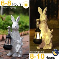 Statues de jardin solaires YACHEN, décorations de Pâques, statue de lapin en résine avec lumières LED pour patio, cadeaux de Pâques