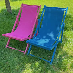 Chaise longue en <span class=keywords><strong>bois</strong></span> portable d'extérieur, chaise pliante en <span class=keywords><strong>toile</strong></span>, chaise de plage rose - Product Image 2