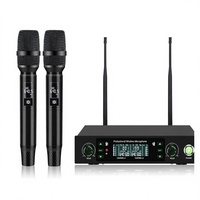 Système de microphone sans fil UHF double micro portable avec écran LCD, multicanal, longue portée, en métal, OEM, pour karaoké et scène, vente en gros usine