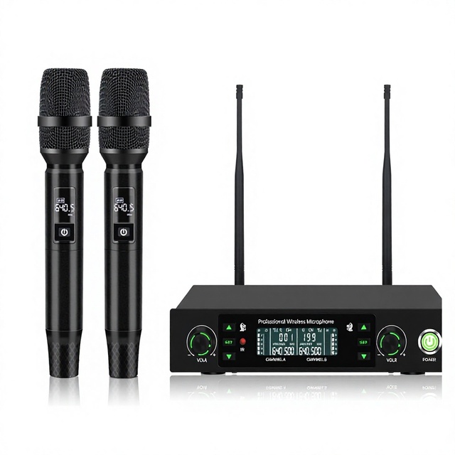Wireless Microphone System UHF Dual Handheld LCD Display Multi Channel Long Range Metal OEM Karaoke Stage Factory Wholesale