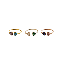 Bague en cuivre plaqué or 18 carats avec zircon incrusté, motif double cœur, taille unique, pour cadeau de dropshipping, idéale pour la pierre de naissance de janvier