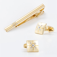 Ensemble de boutons de manchette et pince à cravate en strass tendance pour homme, accessoires de chemise française, cadeau de bijoux pour fête d'anniversaire