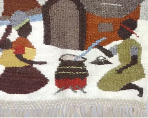 Ensemble cadeau d'entreprise : Tapisserie murale <span class=keywords><strong>ethnique</strong></span> en laine tissée à la main, scène de village africain, art populaire pour la décoration de salon, hôtel de charme - Product Image 2