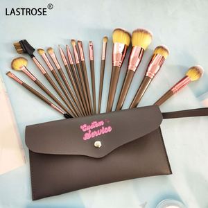 Ensemble de pinceaux de maquillage professionnels pour fond de teint, sourcils et fard à paupières, 15 pièces, kit de pinceaux cosmétiques avec manche en bois, outils de maquillage essentiels - Product Image 1