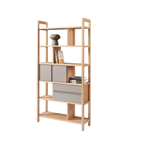 현대식 원목 책장 및 진열장 - 독립형 호텔용 룸 디바이더 수납 선반 - Product Image 1