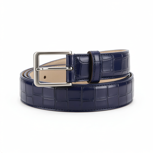 Ceintures en cuir de vachette véritable pour hommes, nouvelle mode, boucle argentée, style alligator - Product Image 3