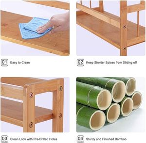 Eco Friendly Products 2023 Bamboo Spice Rack Organizer <b>Kitchen</b> Organizer for Bottles Jars Space Saving - Product Image 6