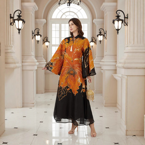 <span class=keywords><strong>Vestido</strong></span> Largo Abaya con Diseño Floral Creativo, Tela Nidha, Estilo Golfo, para Ramadán y Eid, Ropa Modesta, OEM/ODM - Product Image 4
