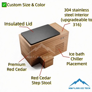 Bain froid de luxe pour la maison - Cèdre rouge et acier inoxydable, auto-refroidissant avec refroidisseur de bain de glace 1,5 CV et ozone pour le bien-être intérieur - Product Image 4