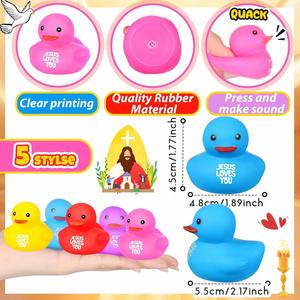 Jesus Loves You Multicolor Rubber Ducks <b>Bath</b> Toys for Baby Shower Pool Religious Party Favors Birthday Gifts Church Reward - Product Image 2