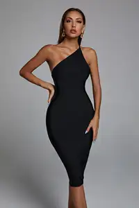 BellaBarnett vente en gros de vêtements pour dames robe asymétrique à manches longues mini robe midi maxi de pansement robe de soirée moulante de cocktail pour femmes