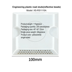 Hoogwaardige witte kunststof wegmarkeringen met reflecterende glazen kralen, reflecterende markeringen voor verkeersveiligheid - Product Image 1