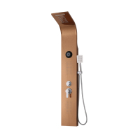 Panneau de douche thermostatique moderne LANO en acier inoxydable brossé avec double poignée et haut-parleur Bluetooth intégré pour salle de bain – Offre Spéciale