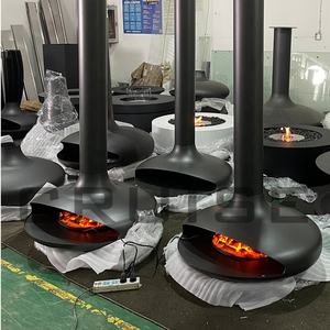 Cheminée suspendue décorative en acier au carbone flottant avec verre, foyer à bois de 1000 mm, CRUISE - Product Image 3