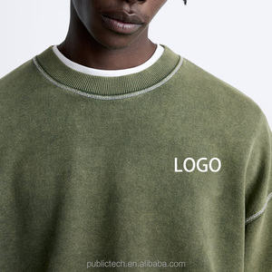 เสื้อสเวตเชิ้ตคอกลมสำหรับผู้ชายผ้าคอตตอนโอเวอร์ไซส์แบบเรียบ100% เทอร์รี่ฝรั่งเศสออกแบบโลโก้ได้ตามต้องการ - Product Image 4