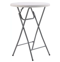 Bankett-Party-Cocktailtisch, Tragbarer Klappbarer Hoher Bartisch, Runder Bartisch mit Kunststoffplatte und Metallrahmen