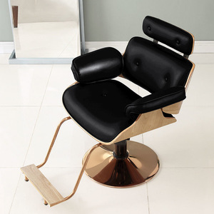 Sillón de Barbero 2025 Nuevo de Madera con Metal Electrochapado para Salón, para Cortar y Teñir el Cabello, con Elevación, Tapizado en Cuero Sencillo, Reclinable - Product Image 4