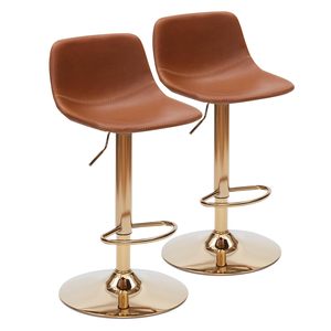 Chaises de bar en <span class=keywords><strong>hauteur</strong></span> de comptoir de bar <span class=keywords><strong>industriel</strong></span> du milieu du siècle tabourets de bar en or réglables pivotants en cuir Pu modernes pour la cuisine - Product Image 1