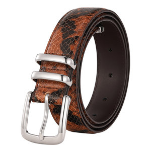 Cinturones de Cuero Marrón Multitextura para Mujer, Cinturones de Gamuza con Estampado de <span class=keywords><strong>Leopardo</strong></span>, Serpiente y Cocodrilo, Cinturones con Hebilla Plateada Vintage - Product Image 6