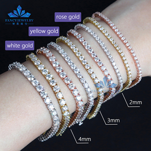 Fancy Fine Jewelry Hip Hop 925 Sterling Silver VVS Moissanite <span class=keywords><strong>Diamond</strong></span> Cluster Iced Out <span class=keywords><strong>Tennis</strong></span> Chain Pulsera Collar para hombres - Product Image 4
