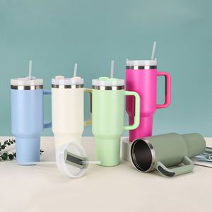 Gobelet isotherme de voiture 40 oz 2e génération en acier inoxydable 304, grande capacité avec poignée et paille, pour boissons glacées - Product Image 2