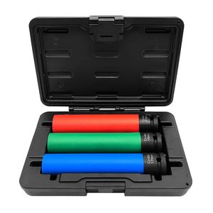 1/2 ''ổ bánh xe Nut ổ cắm, 3pcs 17mm 19mm 21mm tường mỏng thêm sâu bánh xe Nut ổ cắm thiết lập 6 điểm bánh xe bảo vệ tác động vớ - Product Image 1