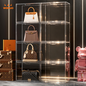 WANUO Étui de présentation transparent pour sacs à main, boîtes de présentation pour sacs à main et cadeaux, bacs et boîtes de rangement en <span class=keywords><strong>plastique</strong></span> avec porte magnétique - Product Image 1