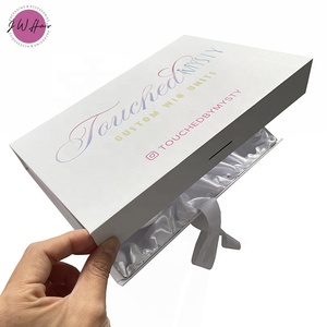Jolie boîte cadeau à rabat magnétique doublée de satin boîte d'emballage de cheveux de luxe personnalisée avec logo - Product Image 4