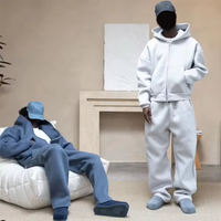Ensemble de survêtement personnalisé pour homme, coupe évasée, 400 g/m², 100 % coton, molleton ample, sweat à capuche et pantalon de jogging surdimensionné pour homme