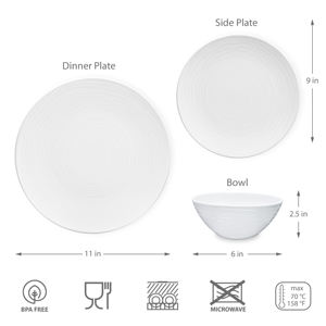High Quality 12-Piece <b>White</b> Melamine Dinnerware <b>Set</b> <b>Crockery</b> for 4 Persons Premium 12-Piece Dinner <b>Set</b> - Product Image 2
