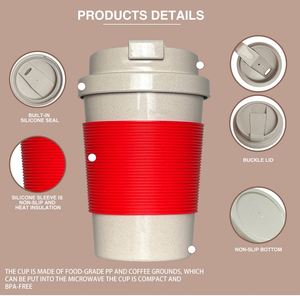Gobelet de voyage réutilisable 12 oz en café recyclé, écologique, compatible lave-vaisselle, avec logo personnalisé - Product Image 2