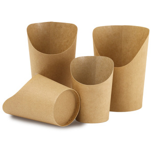 Vasos de papel kraft con boca inclinada laminados para papas fritas, nuggets de pollo, castañas confitadas, gofres de huevo; Caja de aperitivos para llevar, fritos - Product Image 2
