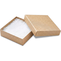 Boîte en carton kraft brun écologique en gros, personnalisable avec logo, pour emballage cadeau de bijoux et boucles d'oreilles, avec rembourrage en coton