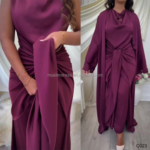 <span class=keywords><strong>Kimono</strong></span> abaya islamique de couleur unie personnalisée robe pour femmes ouverte sur le devant ensemble d'abaya pour femmes islamiques <span class=keywords><strong>Kimono</strong></span> avec robe intérieure - Product Image 5