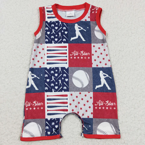 Ropa de verano para bebé recién nacido, mono sin mangas con estampado de béisbol, trajes de 0 a 2 años - Product Image 3