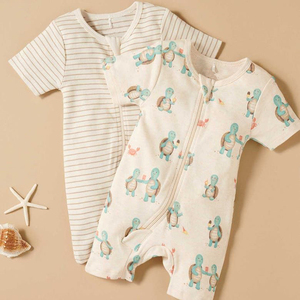 Mameluco Orgánico para Bebé, <span class=keywords><strong>de</strong></span> Bambú y Algodón, Manga Corta, con Cierre, Ropa <span class=keywords><strong>de</strong></span> Dormir Personalizada, Ropa Sostenible para Bebé, Mono para Recién Nacido - Product Image 3