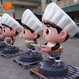 만화 요리사 유리 섬유 조각, 해산물 레스토랑 환영 장식, 음식 테마 F & B 체크인 장식 - Product Image 2