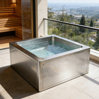 Baignoire carrée autoportante en acier inoxydable 304 pour bain froid, bain de glace, personnalisable ODM, pour une personne, direct usine