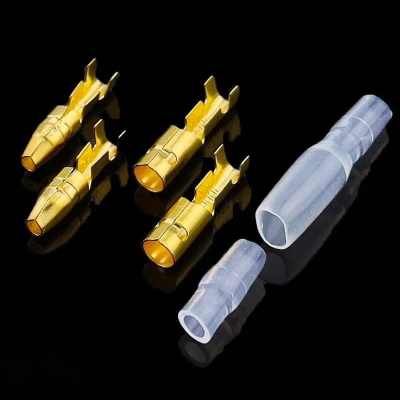 4.0mm Female and Male Bullet Terminals Connector Gold Brass Wire Connector And Insulating Sleeves for Ca