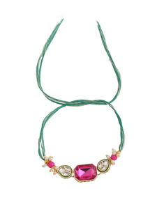 Rakhi Kundan vert avec pompon de perles pour frère, combo pour le festival Raksha Bandhan, cadeau indien traditionnel fait main de qualité supérieure - Product Image 2