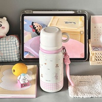 Étudiant moderne rose mignon tasse isolée sous vide fête scolaire utiliser grande capacité en acier inoxydable tasse de voyage paille