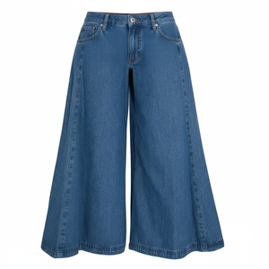 Pantalones y pantalones de mujer de alta calidad Piernas anchas Palazzo Blue Denim Slim Fit Vintage Casual Moda Ventas completas - Product Image 1