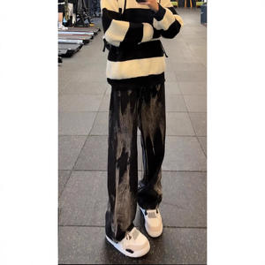 Noir Tie-Dyed Jeans Hommes Marque À La Mode Pu Shuai Fried Street Bootcut Pantalon American Drill Straight Matchet Pantalon - Product Image 2