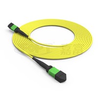 JFOPT MPO-12 SM G657A1 Fiber Optic Patch Cord 1M 3.0mm LSZH Yellow Cable 1310/1550nm High-Density Data Center Type B Polarity