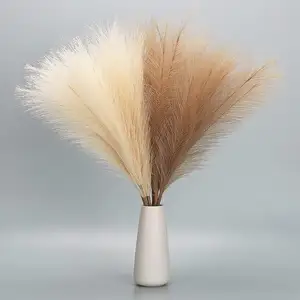 Factory Supply Attractive Price Faux Pompous Grass - 17.7" 3 Beige and 3 Taupe Brown pampas grass decor for home faux pampas