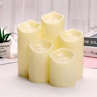 Bougie LED sans flamme en plastique PP, blanc ivoire, à piles, avec effet de flamme vacillante et bord fondu, pour Noël