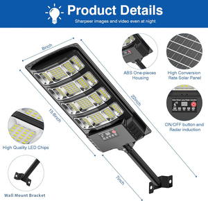 Farola Solar Exterior Súper Brillante de 240 LED, Impermeable, con Sensor de Movimiento, Clasificación IP66, Certificación ROHS y CE, Alimentación por Panel Solar - Product Image 5